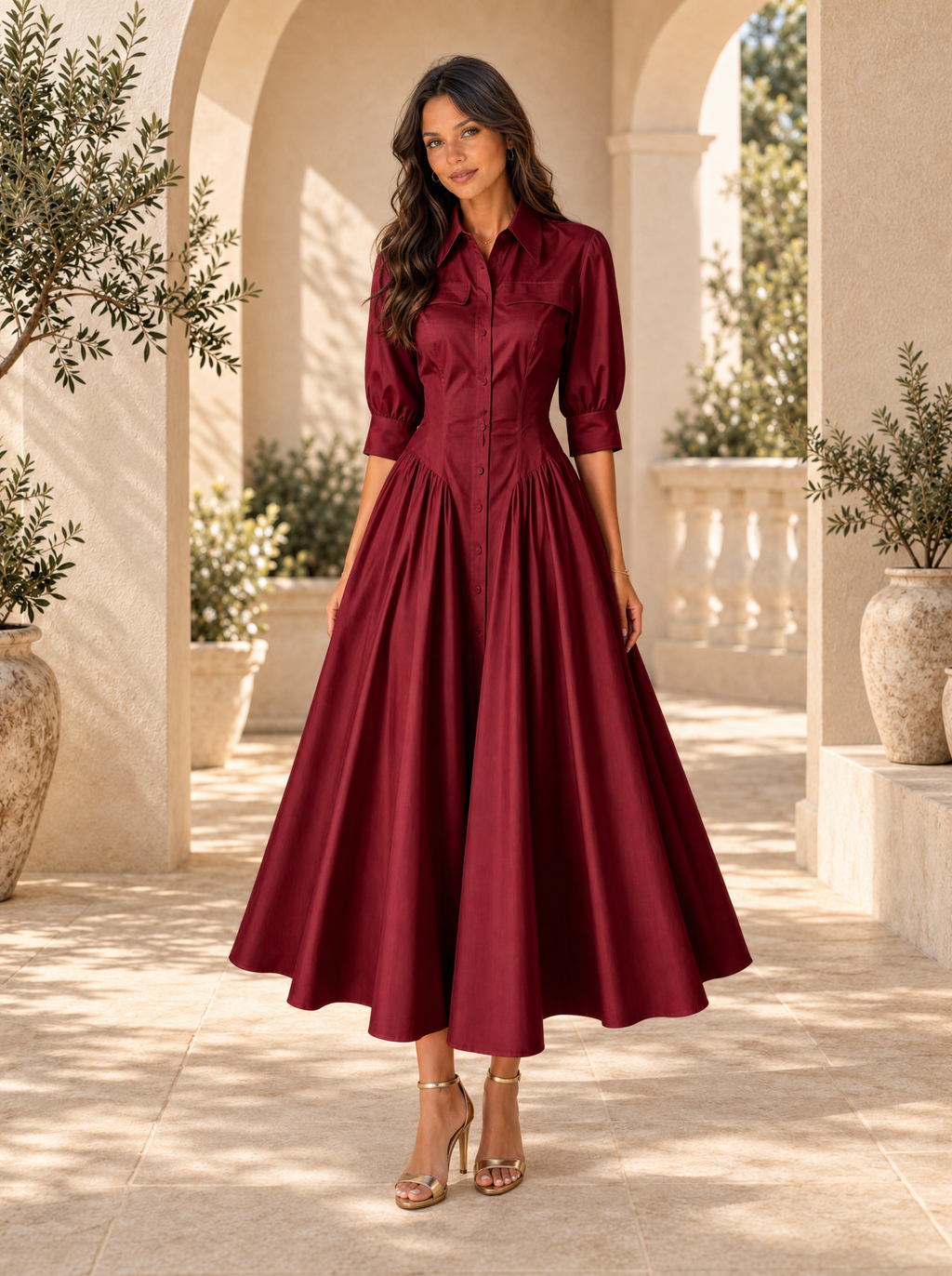 Vestido Camisero Algodón Lino Talle Alto Mujer | Luna Cruz
