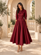 Vestido Camisero Algodón Lino Talle Alto Mujer | Luna Cruz