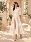 Vestido Camisero Algodón Lino Talle Alto Mujer | Luna Cruz