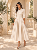 Vestido Camisero Algodón Lino Talle Alto Mujer | Luna Cruz