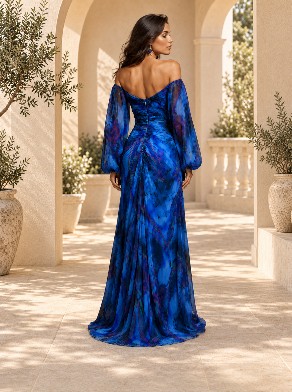 Vestido Floral con escote en V para mujer Eventos  | Ludovica