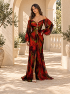 Vestido Floral con escote en V para mujer Eventos  | Ludovica