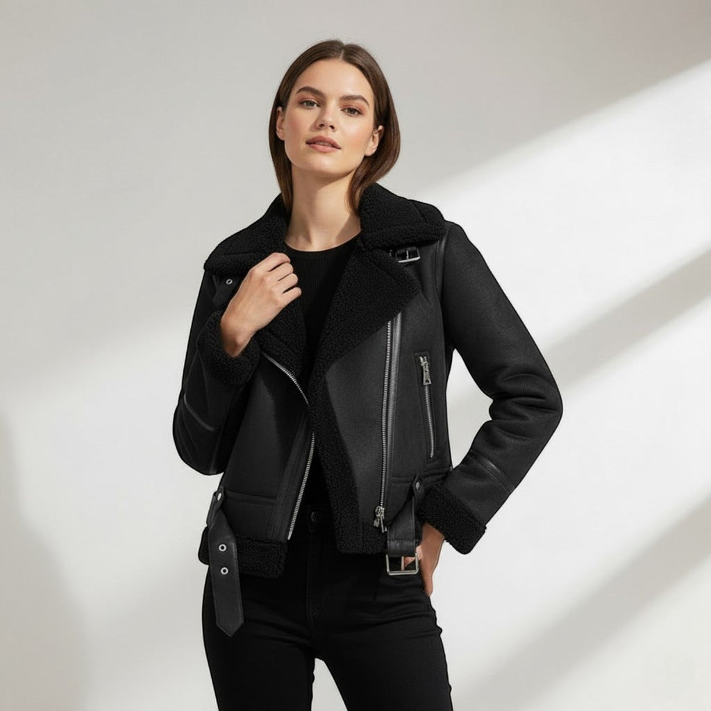 Chaqueta de ante para mujer – corte estructurado
