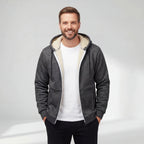 Cárdigan de forro polar sherpa con cremallera y capucha para hombre – Corte relajado