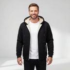 Cárdigan de forro polar sherpa con cremallera y capucha para hombre – Corte relajado