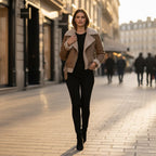 Chaqueta de ante para mujer – corte estructurado