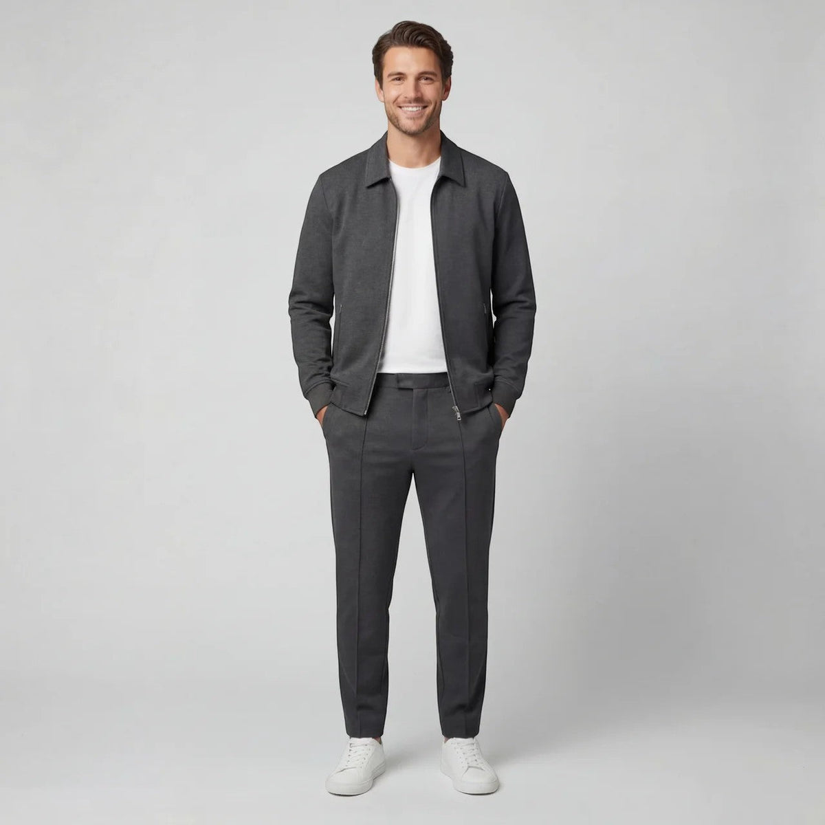 Conjunto de chaqueta y pantalón para hombre de mezcla de algodón: corte slim
