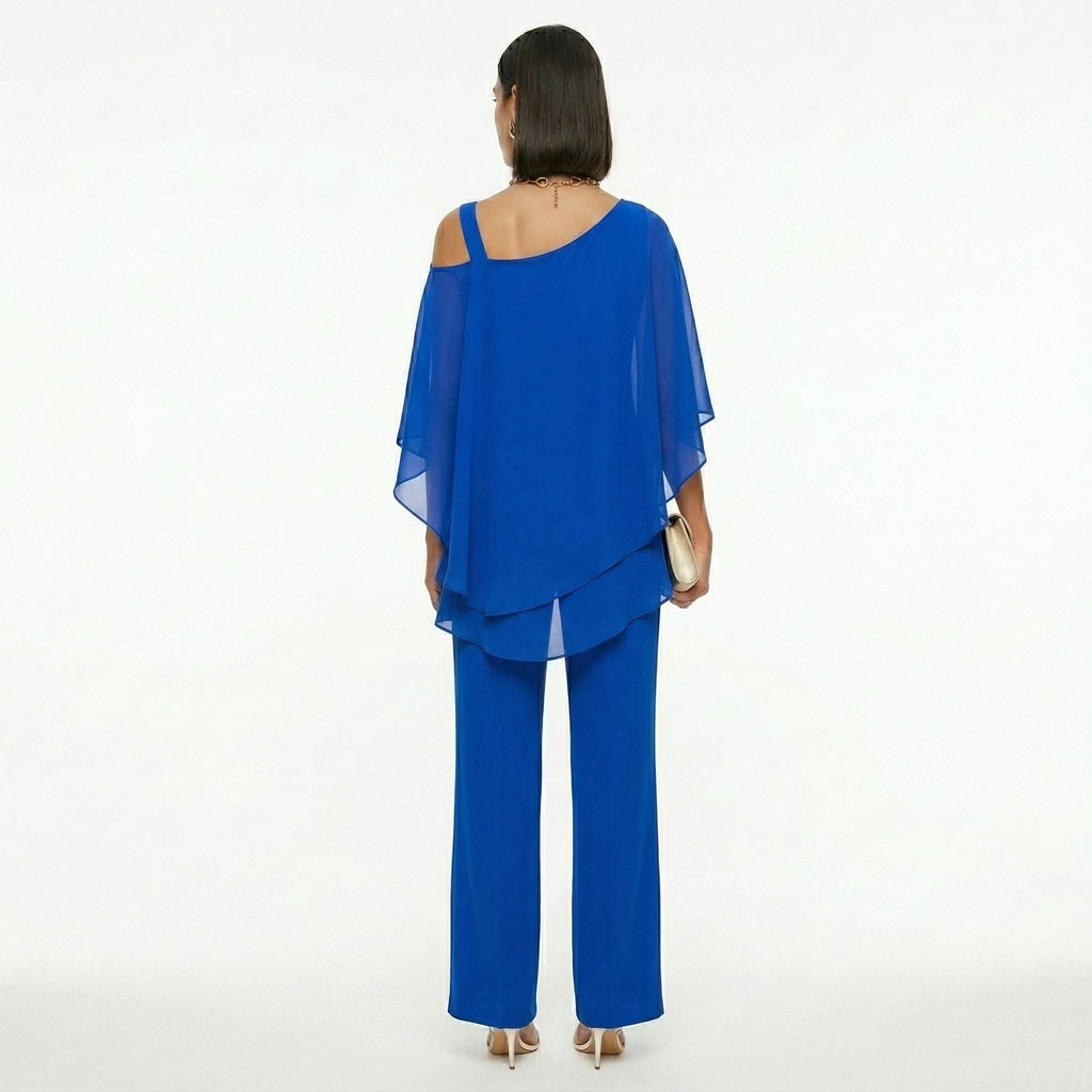 Conjunto Elegante de Gasa Mujer Escote Asimétrico | Inmaculada