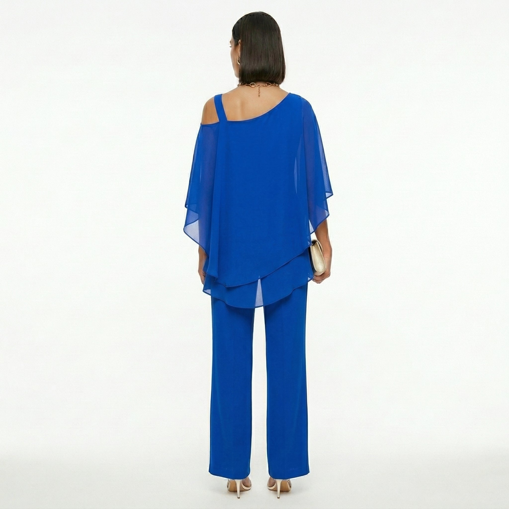 Conjunto Elegante de Gasa Mujer Escote Asimétrico | Inmaculada