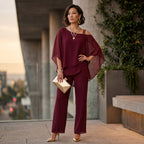 Conjunto Elegante de Gasa Mujer Escote Asimétrico | Inmaculada