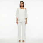 Conjunto Elegante de Gasa Mujer Escote Asimétrico | Inmaculada