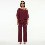 Conjunto Elegante de Gasa Mujer Escote Asimétrico | Inmaculada