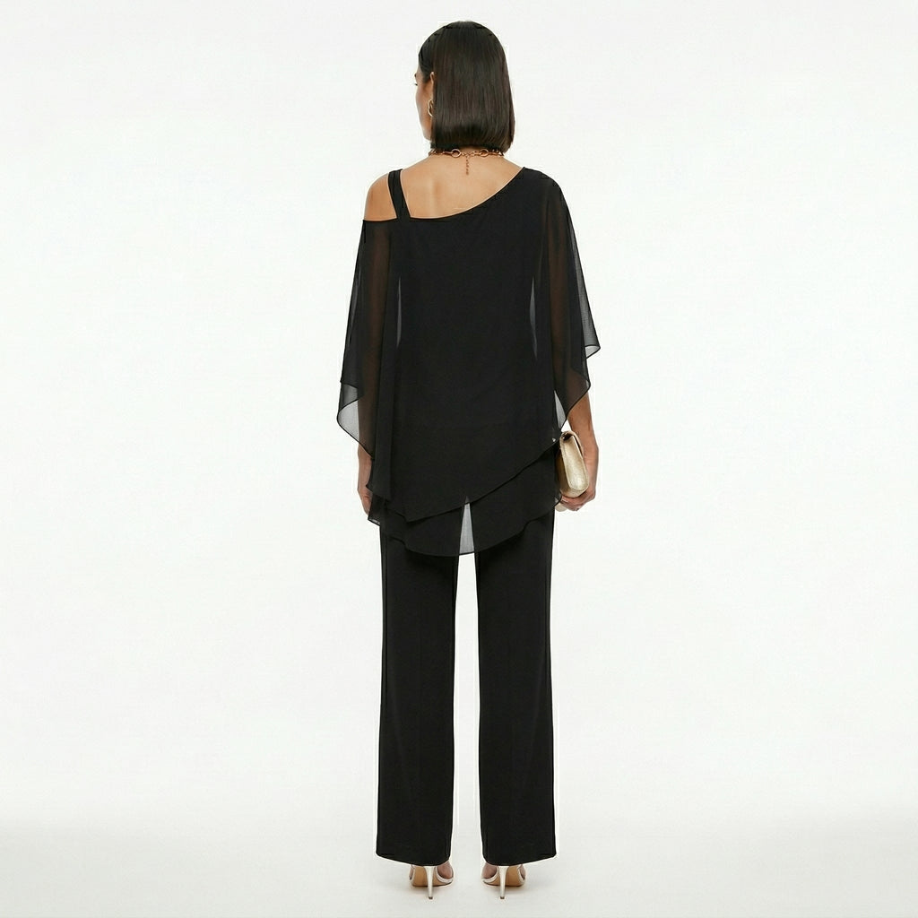Conjunto Elegante de Gasa Mujer Escote Asimétrico | Inmaculada