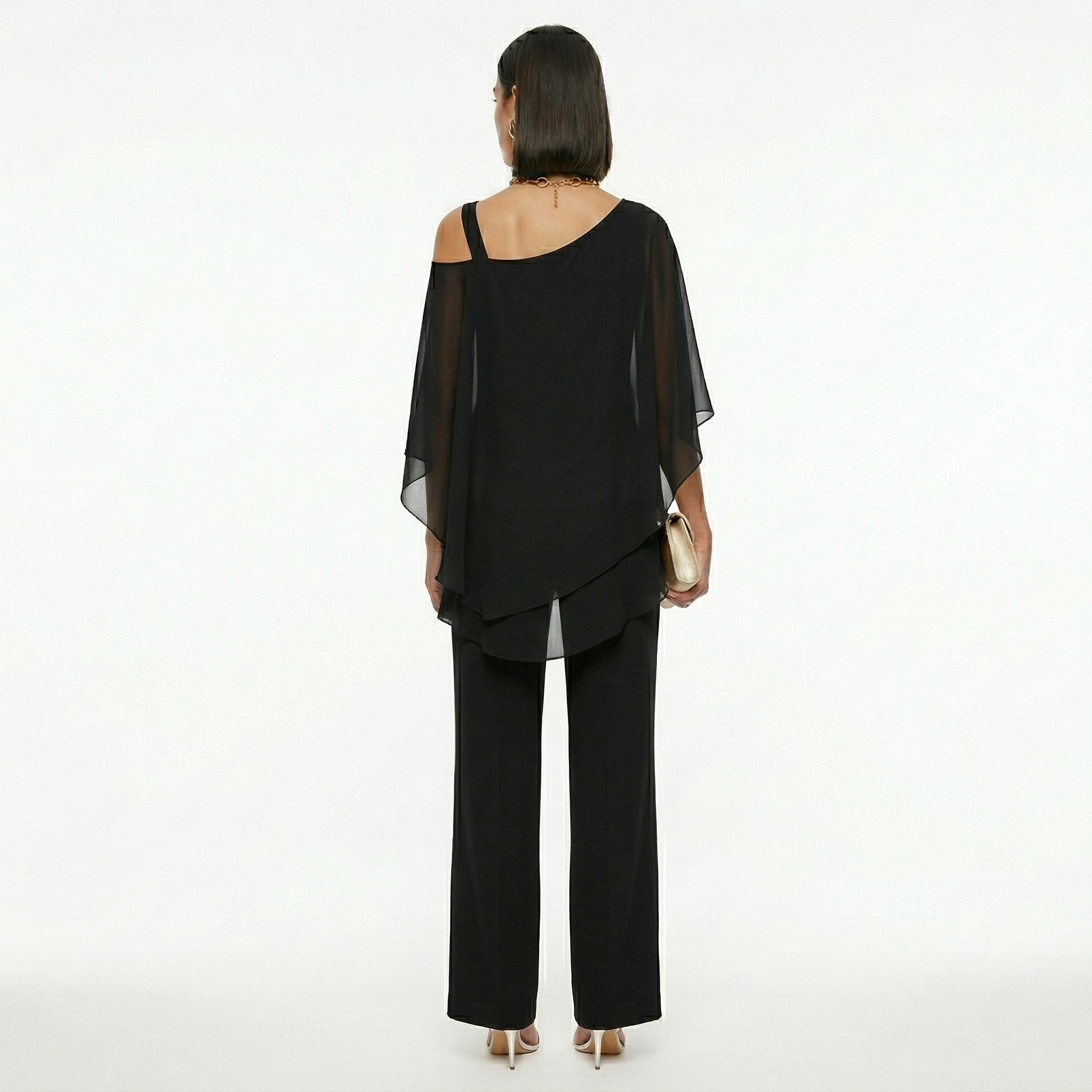 Conjunto Elegante de Gasa Mujer Escote Asimétrico | Inmaculada