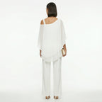 Conjunto Elegante de Gasa Mujer Escote Asimétrico | Inmaculada