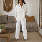 Jersey Drapeado con Cuello Chimenea | Agueda