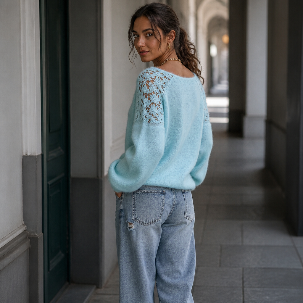 Jersey de Punto con Detalle de Encaje | Adela