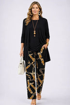Conjunto de 3 Piezas Estampado Tropical Mujer Pantalón Recto | Lorena