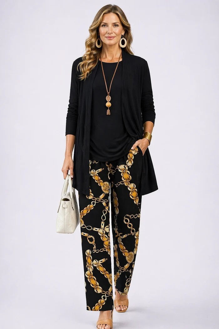 Conjunto de 3 Piezas Estampado Tropical Mujer Pantalón Recto | Lorena