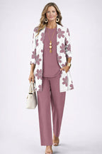 Conjunto de 3 Piezas Estampado Tropical Mujer Pantalón Recto | Lorena