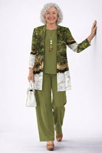 Conjunto de 3 Piezas Estampado Tropical Mujer Pantalón Recto | Lorena