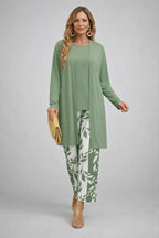 Conjunto de 3 Piezas Estampado Tropical Mujer Pantalón Recto | Lorena