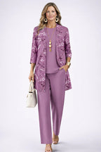 Conjunto de 3 Piezas Estampado Tropical Mujer Pantalón Recto | Lorena