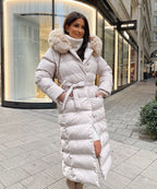 Parka Larga con Capucha Pelo Sintético Mujer | May Beige