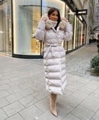 Parka Larga con Capucha Pelo Sintético Mujer | May Beige