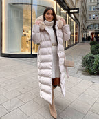Parka Larga con Capucha Pelo Sintético Mujer | May Beige