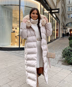 Parka Larga con Capucha Pelo Sintético Mujer | May Beige