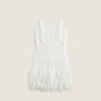 Vestido Mini Flecos Lentejuelas Plumas Tirantes para Mujer