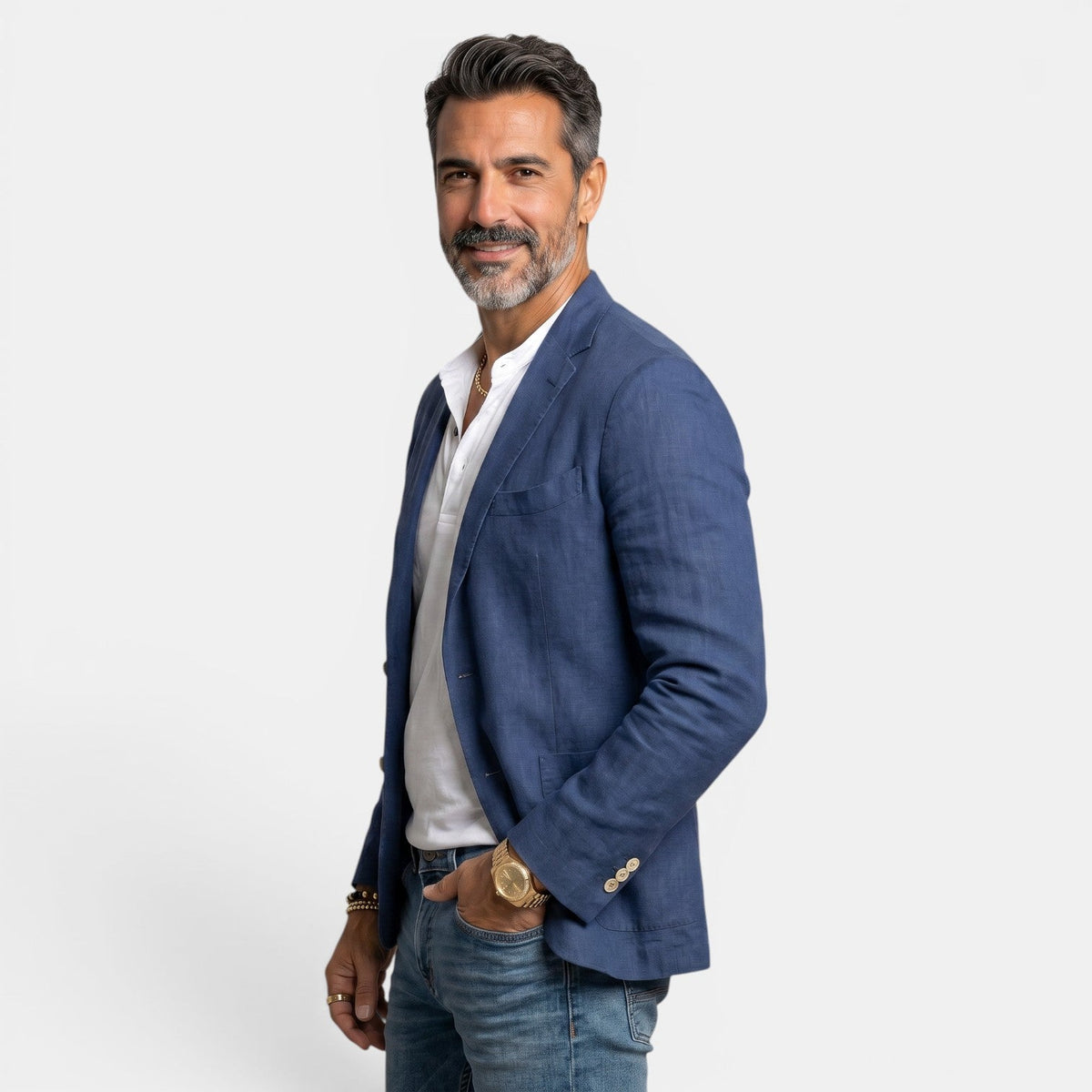 Americana Elegante Ligera con Solapa Clásica Blazer Hombre Slim Fit Premium