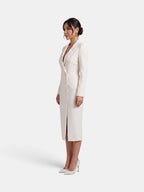 Vestido Blazer Midi Blanco Elegante Mujer | Luna Cruz