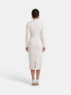 Vestido Blazer Midi Blanco Elegante Mujer | Luna Cruz