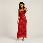 Vestido Largo Estampado Floral Escote Drapeado para Mujer