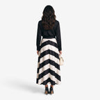Vestido camisero largo a rayas mujer con cinturón - vista 3