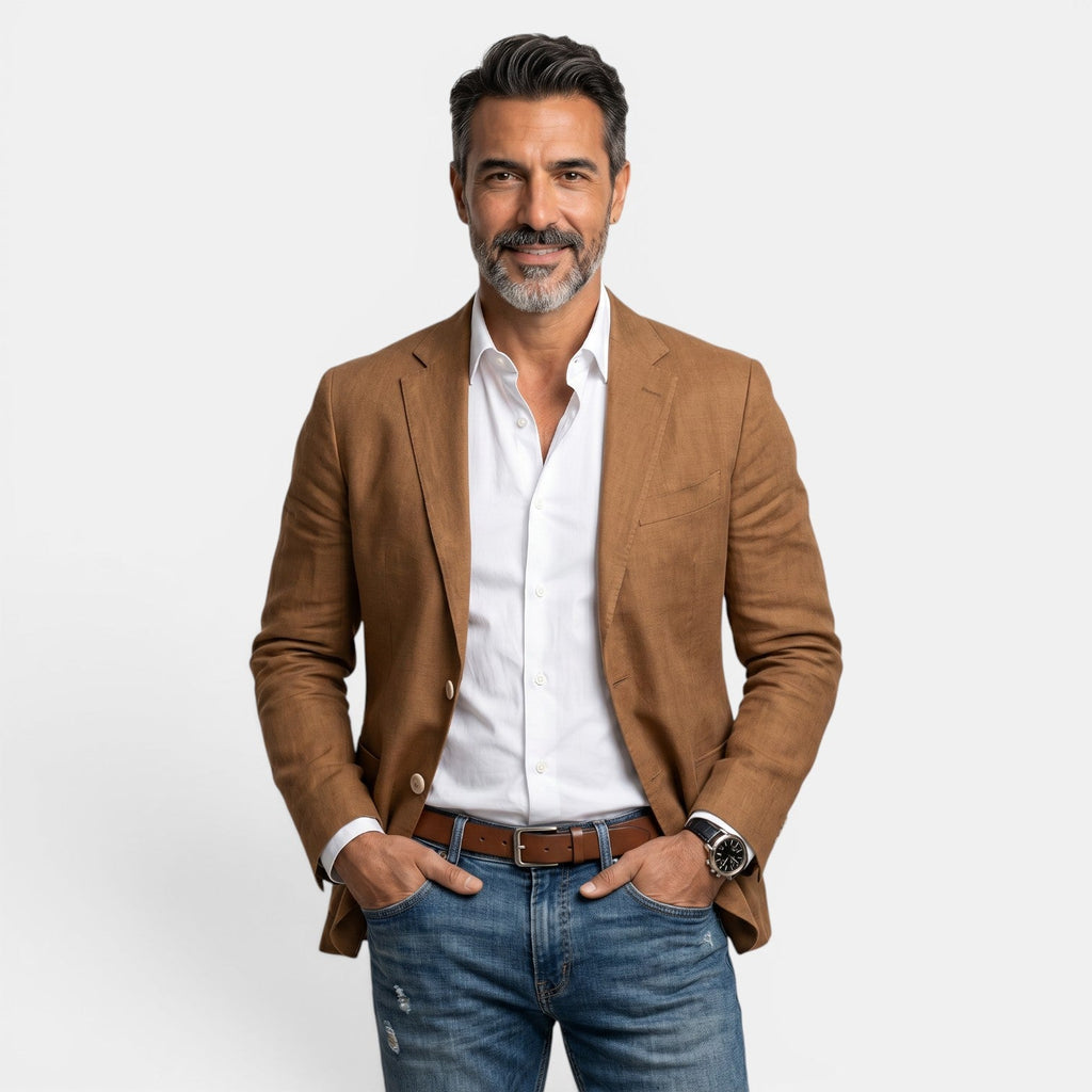 Americana Elegante Ligera con Solapa Clásica Blazer Hombre Slim Fit Premium