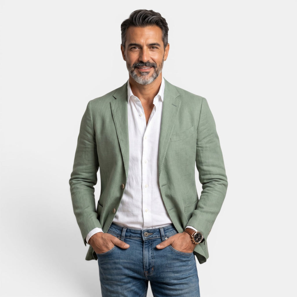 Americana Elegante Ligera con Solapa Clásica Blazer Hombre Slim Fit Premium
