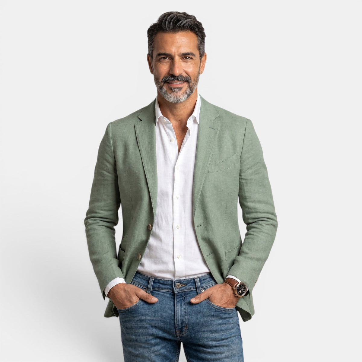 Americana Elegante Ligera con Solapa Clásica Blazer Hombre Slim Fit Premium