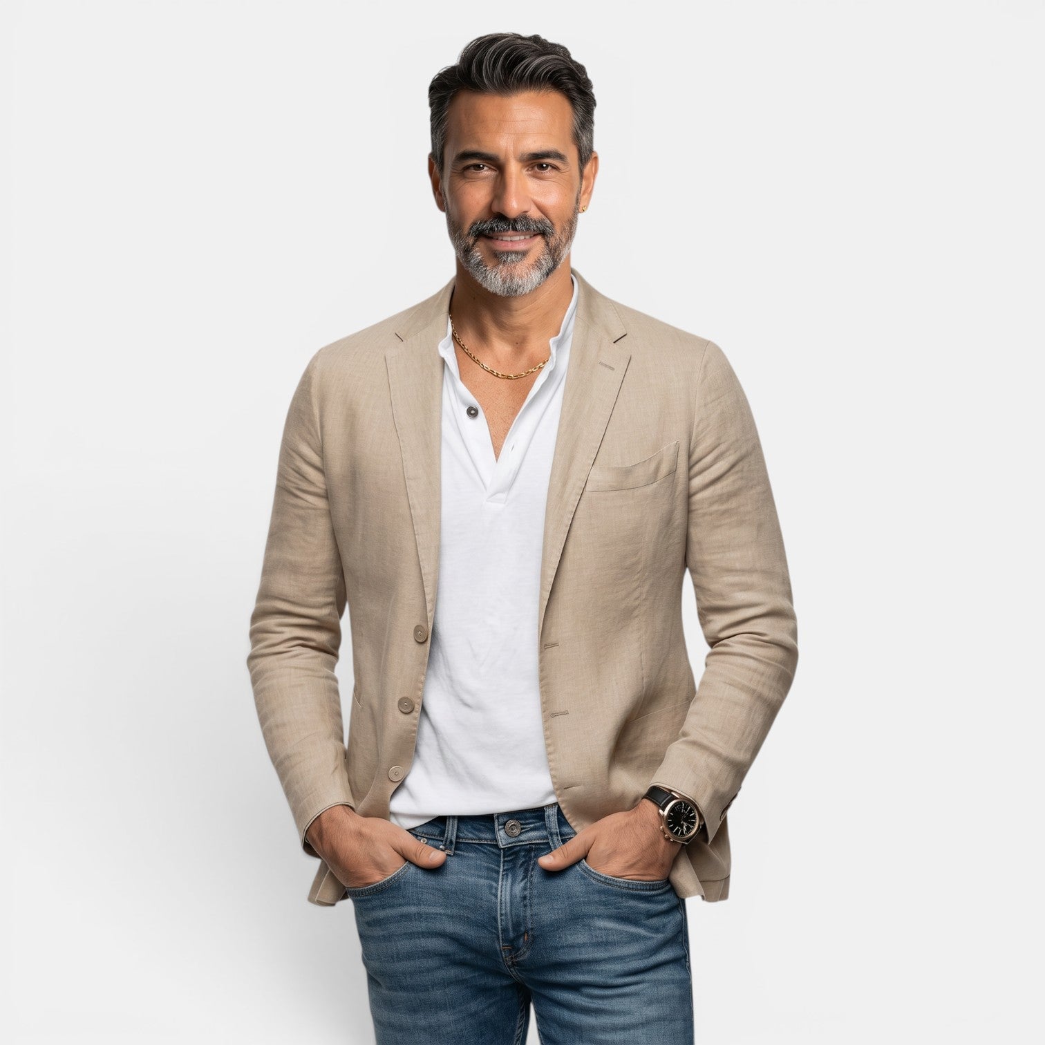 Americana Elegante Ligera con Solapa Clásica Blazer Hombre Slim Fit Premium
