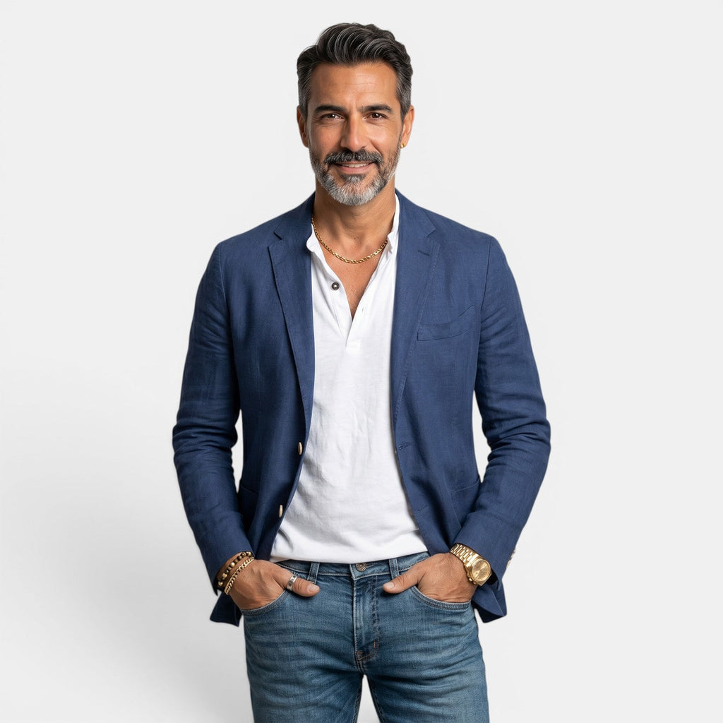 Americana Elegante Ligera con Solapa Clásica Blazer Hombre Slim Fit Premium