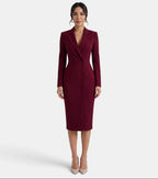 Vestido Blazer Midi Blanco Elegante Mujer | Luna Cruz