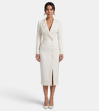 Vestido Blazer Midi Blanco Elegante Mujer | Luna Cruz