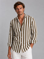 Camisa de Lino de Manga Larga Hombre Rayas | Martin