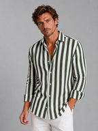 Camisa de Lino de Manga Larga Hombre Rayas | Martin