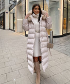 Parka Larga con Capucha Pelo Sintético Mujer | May Beige