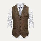 Chaleco de Tweed Hombre Espiga Solapa Entallado | Nicolas