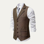 Chaleco de Tweed Hombre Espiga Solapa Entallado | Nicolas