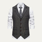 Chaleco de Tweed Hombre Espiga Solapa Entallado | Nicolas